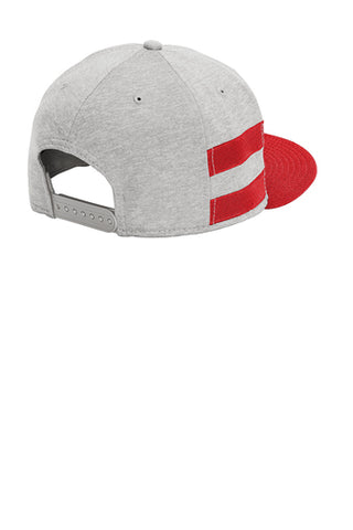New Era ® Shadow Heather Striped Flat Bill Snapback Cap - Shadow Heather/ Scarlet