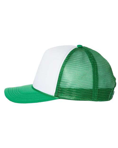Valucap - Foam Mesh-Back Trucker Cap - White / Green