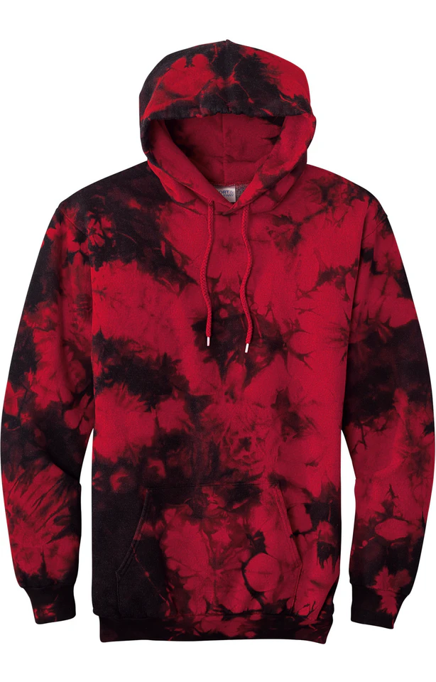 Port & Company® Crystal Tie-Dye Pullover Hoodie - Black Red