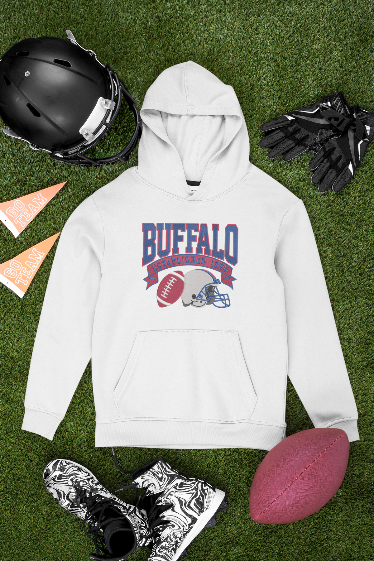 Embroidered Buffalo Football Hoodie