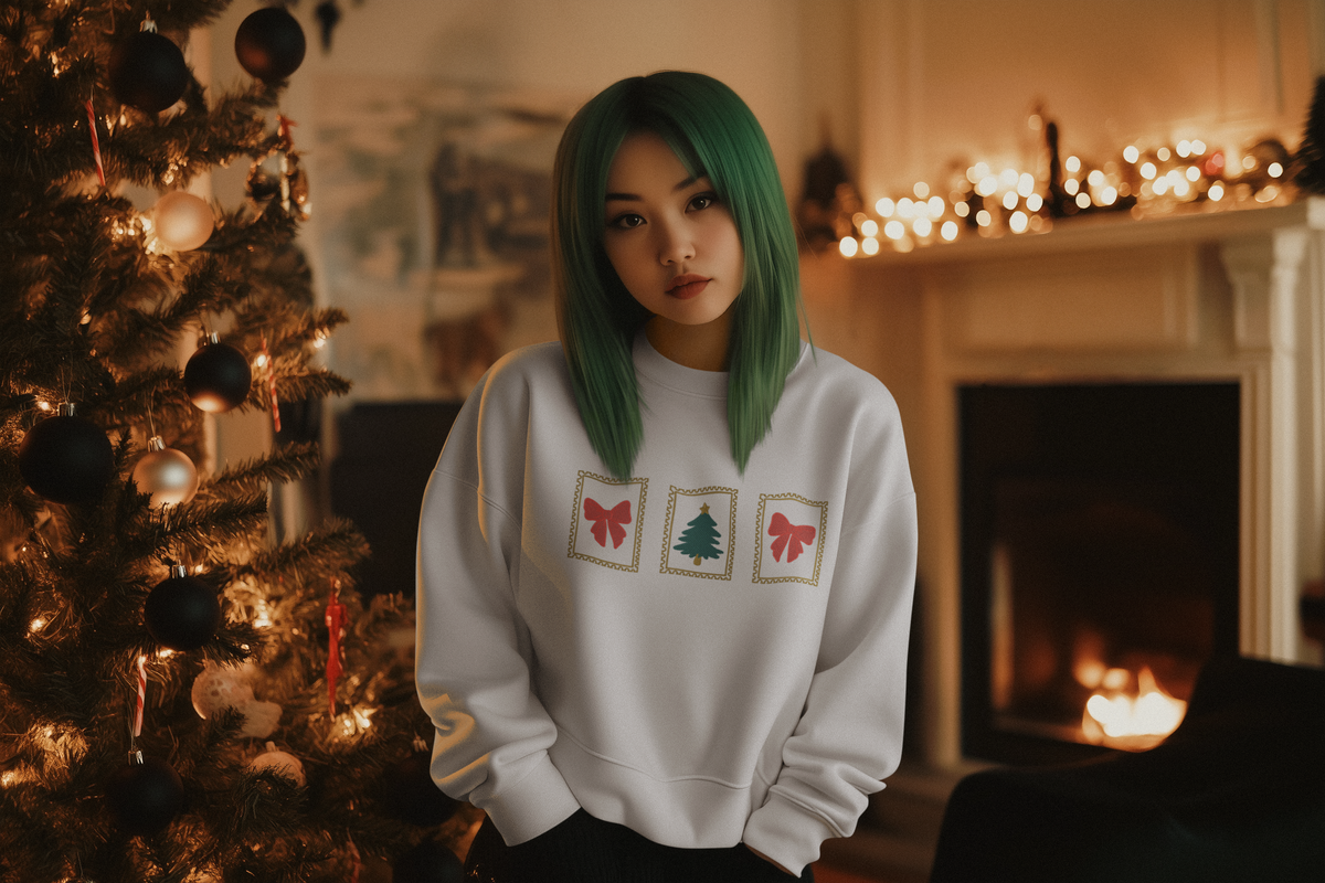 Embroidered Christmas Stamps Crewneck