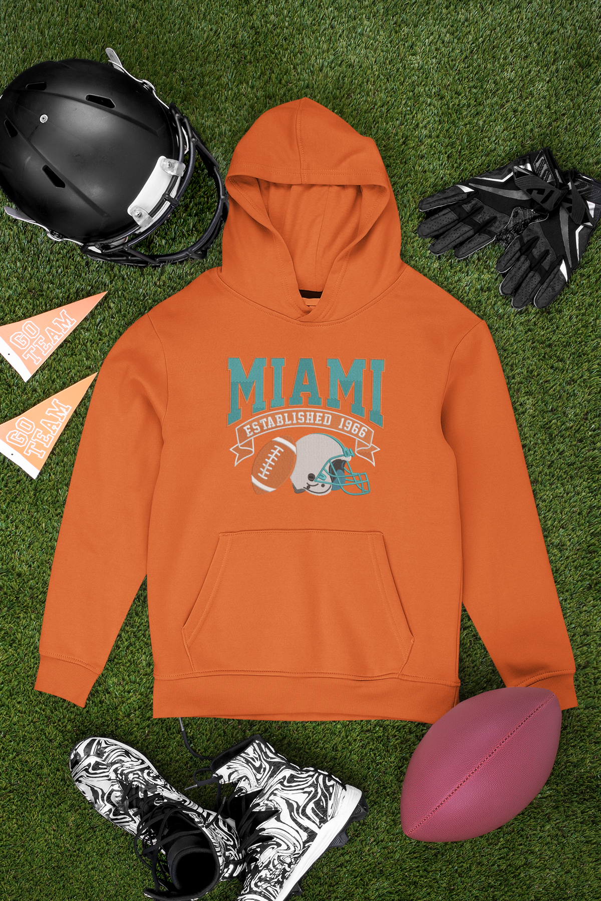 Embroidered Miami Football Hoodie