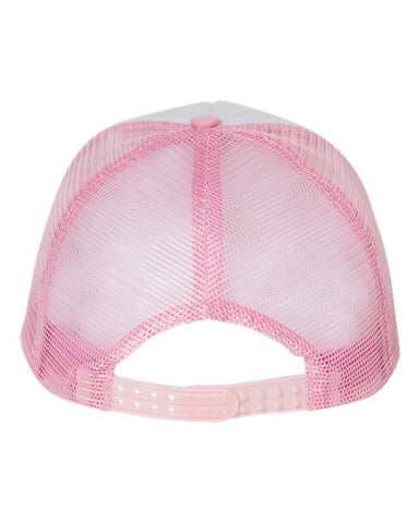 Valucap - Foam Mesh-Back Trucker Cap - White / Pink