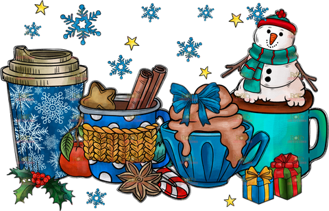 DTF Screen Print Image - Winter Coffee Cups