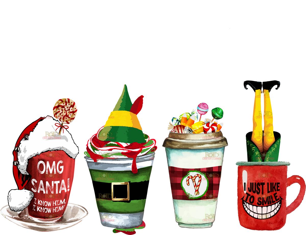 DTF Screen Print Image - Elf Coffee Cups