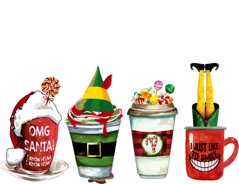 DTF Screen Print Image - Elf Coffee Cups