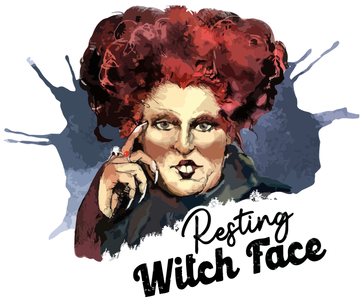 DTF Screen Print Image - Resting Witch Face