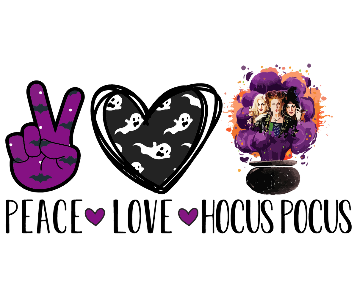 DTF Screen Print Image - Peace Love Hocus Pocus
