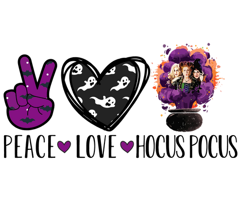 DTF Screen Print Image - Peace Love Hocus Pocus