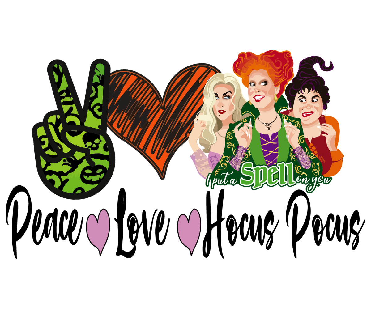 DTF Screen Print Image - Peace Love Hocus Pocus