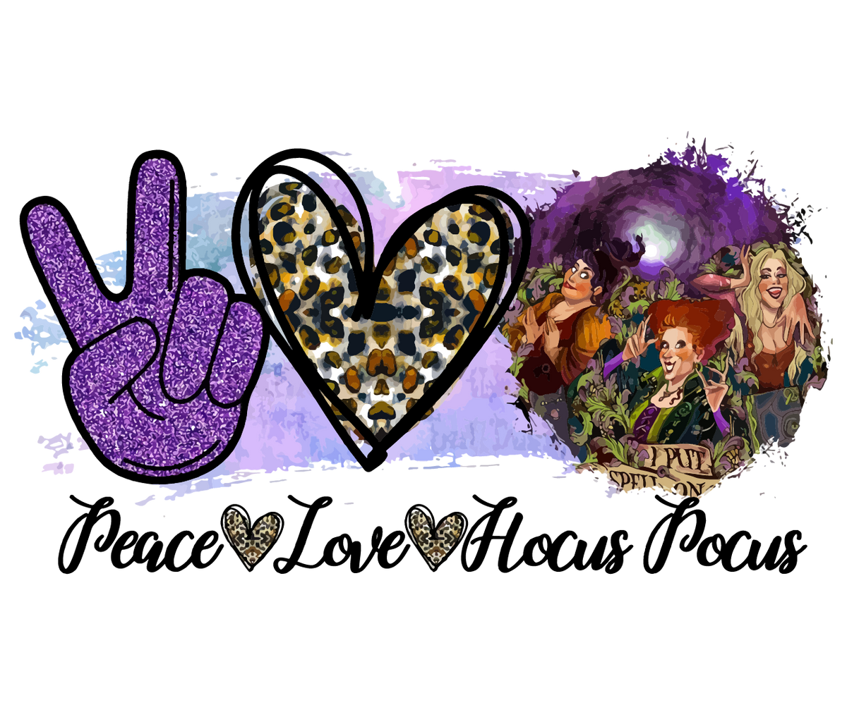 DTF Screen Print Image - Peace Love Hocus Pocus