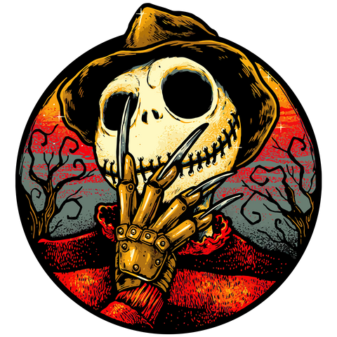 DTF Screen Print Image - Jack Skellington as Freddy Krueger