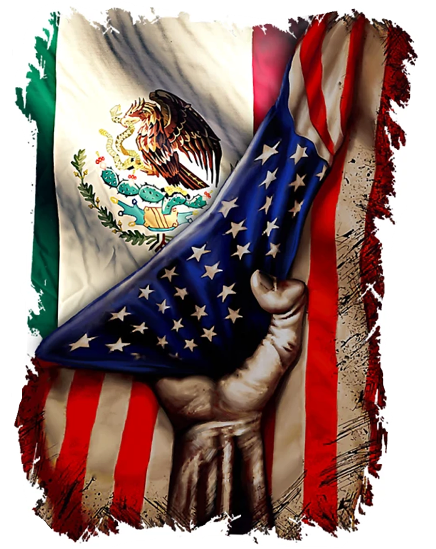 DTF Screen Print Image - Mexican/American Flag
