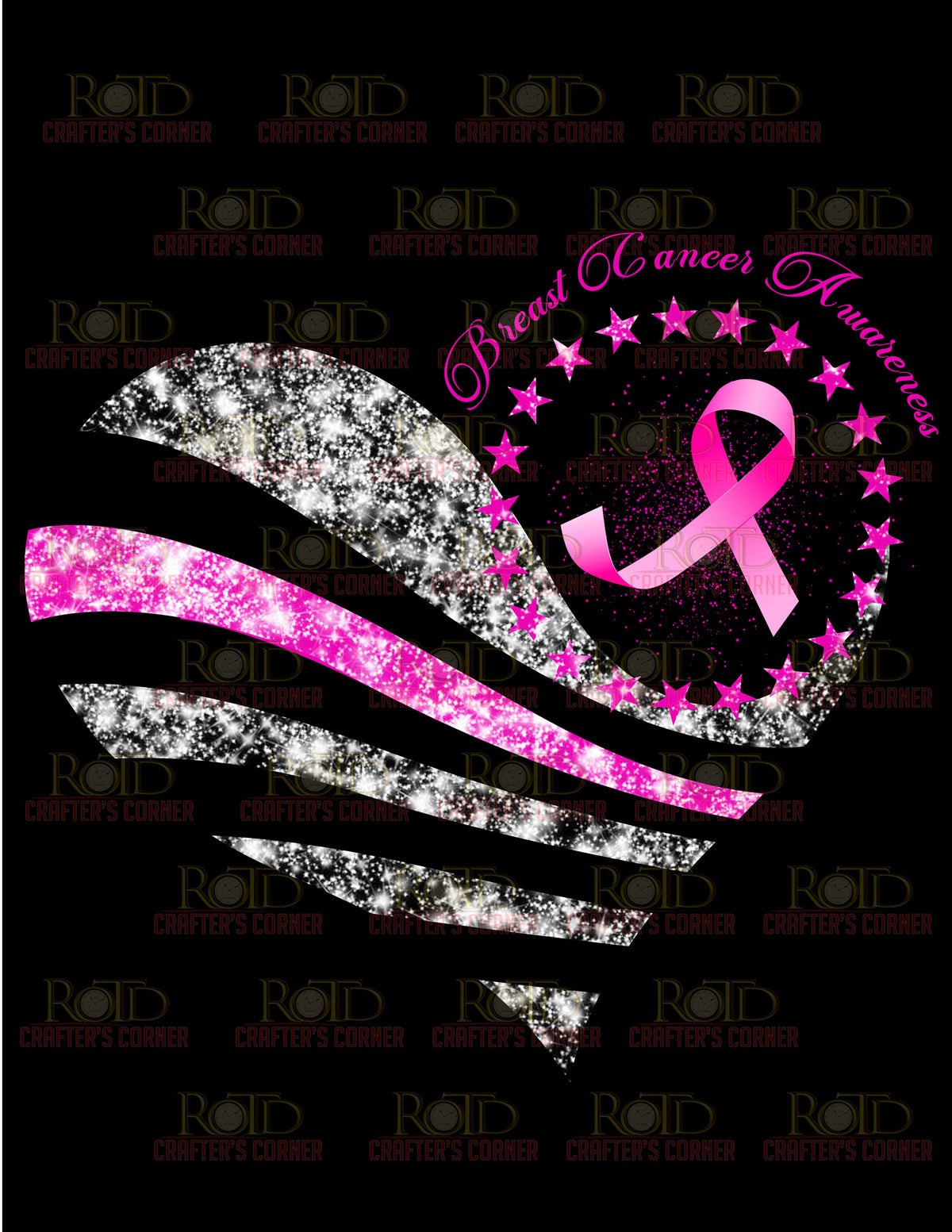 DTF Screen Print Image - Breast Cancer Awareness Heart