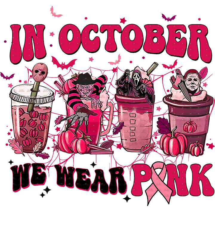 DTF Screen Print Image -Breast Cancer Awareness Coffee Cups