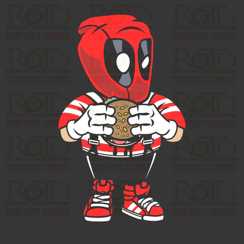 DTF Screen Print Image - Deadpool Eat Burger