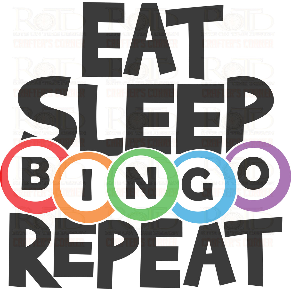 DTF Screen Print Image -Eat, Sleep, Bingo, Repeat