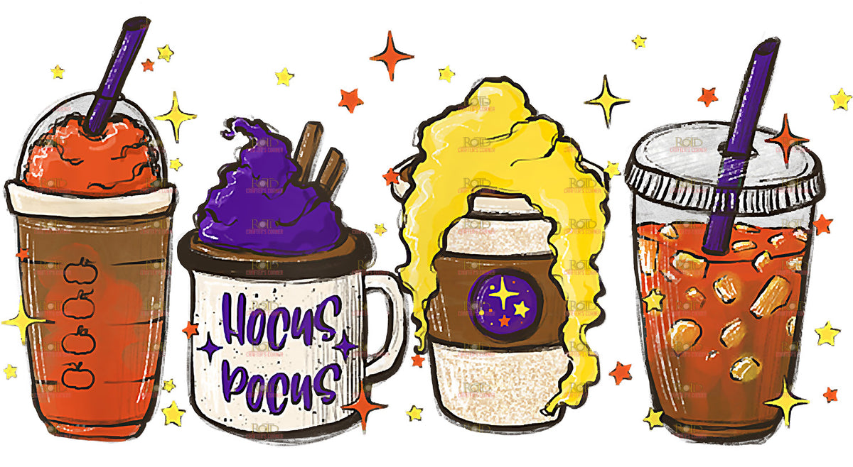 DTF Screen Print Image - Hocus Pocus Coffee Cups