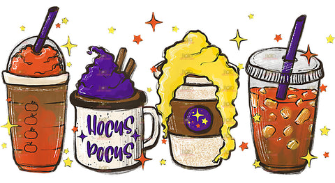 DTF Screen Print Image - Hocus Pocus Coffee Cups