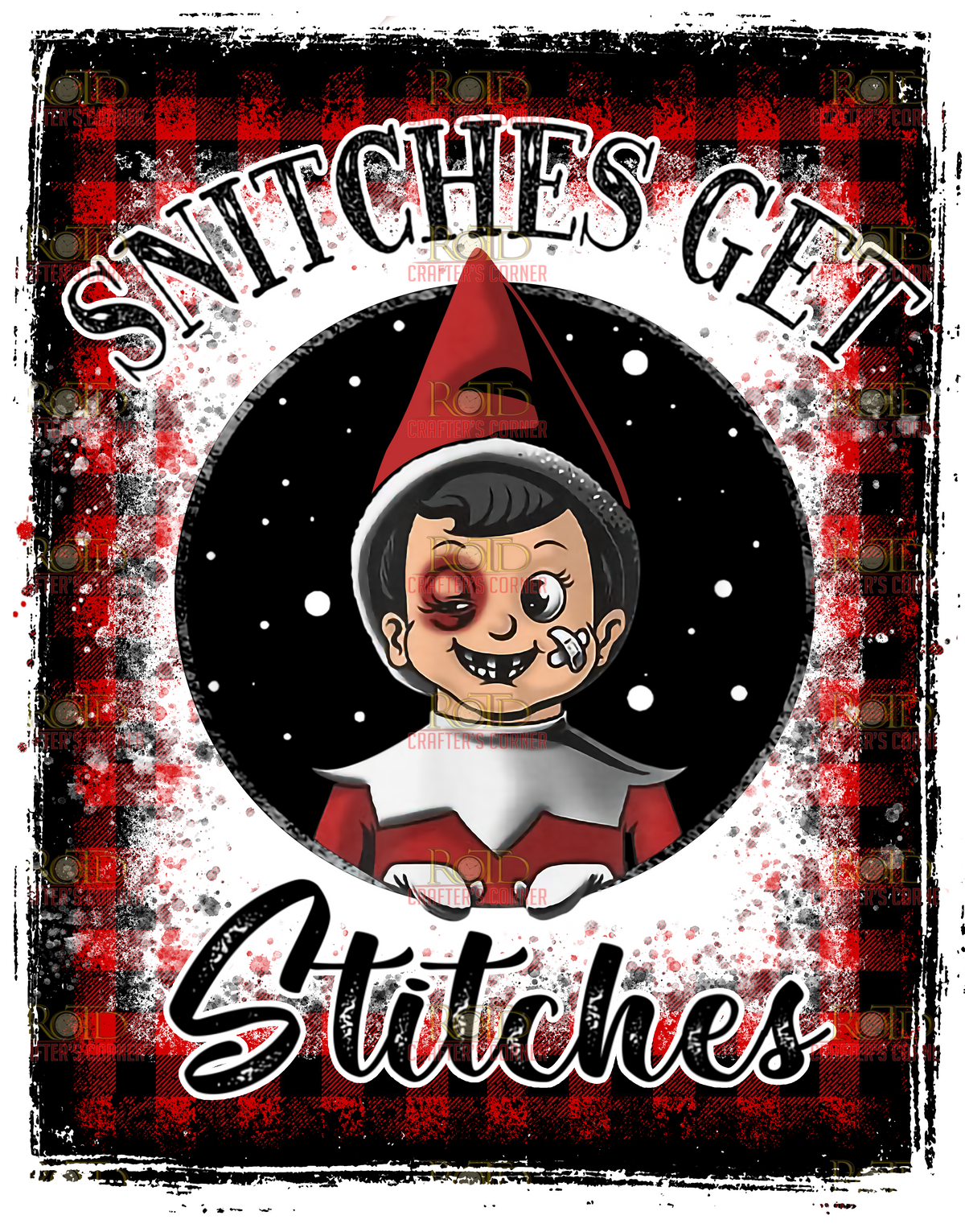 DTF Screen Print Image - Snitches Get Stitches Plaid