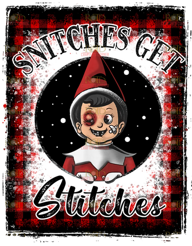 DTF Screen Print Image - Snitches Get Stitches Plaid