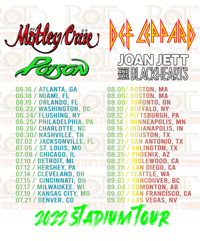 DTF Screen Print Image - Stadium Tour 2022 - Def Leppard, Joan Jett, Motley Crue, Poison